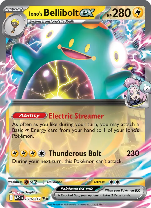 Iono's Bellibolt ex 070/217 — Ascended Heroes