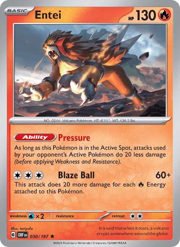 Entei 030/197 — Obsidian Flames