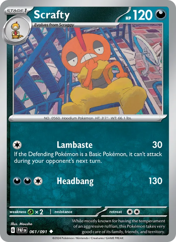 Scrafty 061/91 — Paldean Fates