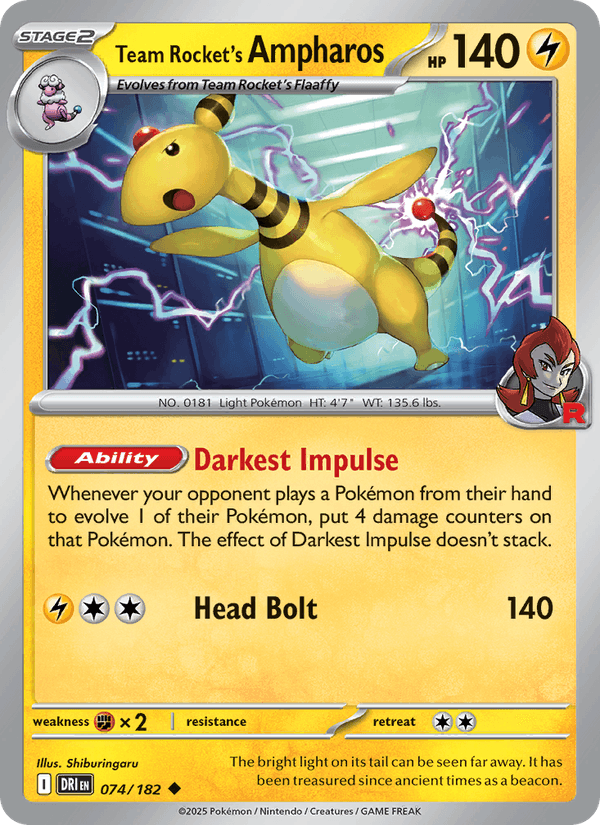074/182 — Team Rocket's Ampharos — Destined Rivals